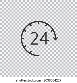 24 hours support outline icon isolated on transparent background. Vector illustration.