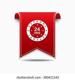 24 Hours Support Red Vector Icon Design