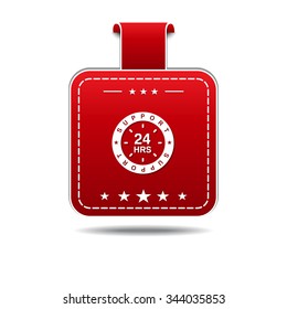 24 Hours Support Red Vector Icon Design