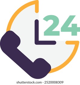 24 Hours Support Service Icon Vector Flat Illustration