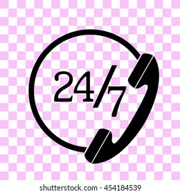 24 hours support vector icon - black illustration