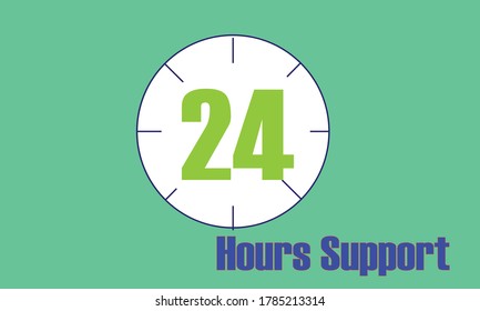24 hours support vector or illustration
