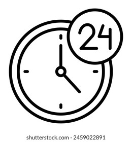 24 Hours Support Vector Line Icon Design