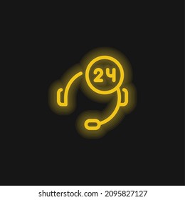 24 horas Soporte para icono de neón amarillo brillante