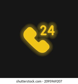 24 horas Soporte para icono de neón amarillo brillante