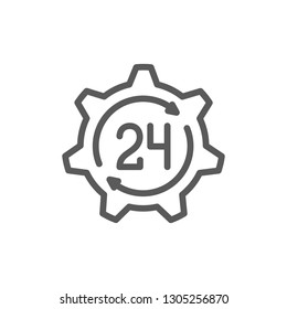 24 hours technical service, support time line icon.