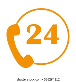 24 hours, telephone, vector icon, eps10