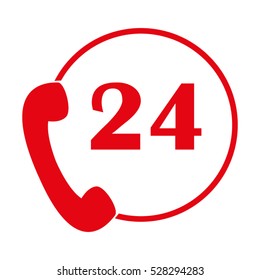 24 hours, telephone, vector icon, eps10
