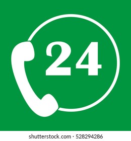 24 hours, telephone, vector icon, eps10