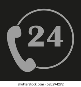 24 hours, telephone, vector icon, eps10