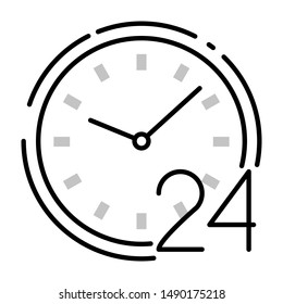 24 hours thin line vector icon