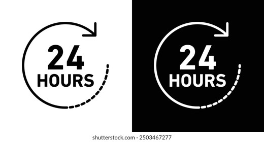 24 hours thin line vector icon set.