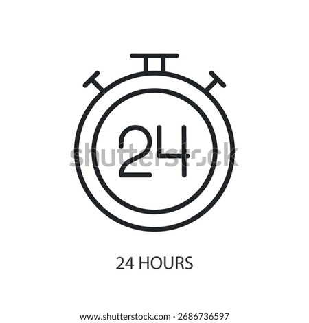 24 hours thin line vector icons.
