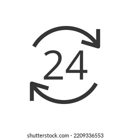 24 hours time and clock line style isolated vector icon