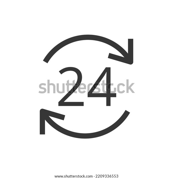 24 Hours Time Clock Line Style Stock Vector Royalty Free 2209336553