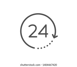 24 hours time line icon. Clock sign. Watch symbol. Quality design element. Linear style 24 hours icon. Editable stroke. Vector