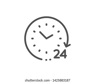 24 hours time line icon. Clock sign. Watch symbol. Quality design element. Linear style 24 hours icon. Editable stroke. Vector