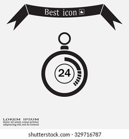 24 hours Timer sign icon. Stopwatch symbol. 