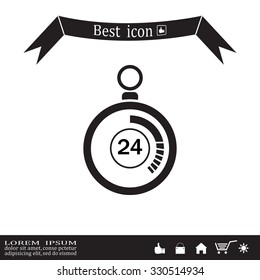 24 hours Timer sign icon. Stopwatch symbol. 