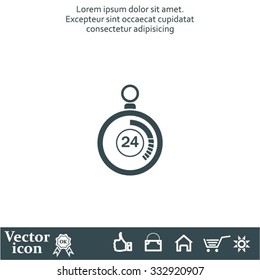 24 hours Timer sign icon. Stopwatch symbol. 