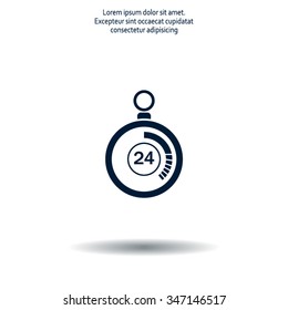 24 hours Timer sign icon. Stopwatch symbol. 
