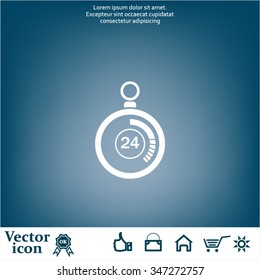 24 hours Timer sign icon. Stopwatch symbol. 
