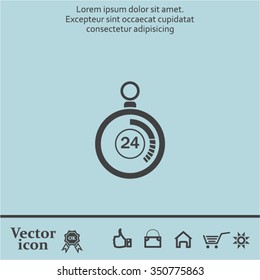 24 hours Timer sign icon. Stopwatch symbol. 