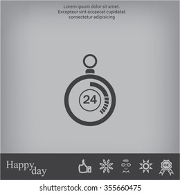 24 hours Timer sign icon. Stopwatch symbol. 