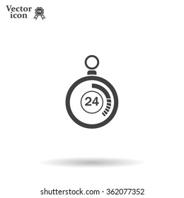 24 hours Timer sign icon. Stopwatch symbol. 