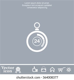 24 hours Timer sign icon. Stopwatch symbol. 