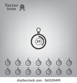 24 hours Timer sign icon. Stopwatch symbol. 