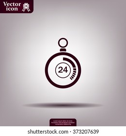 24 hours Timer sign icon. Stopwatch symbol. 