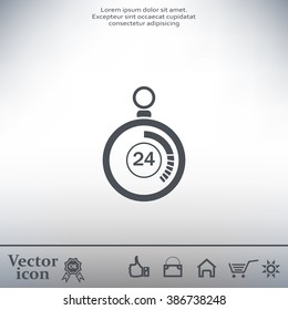 24 hours Timer sign icon. Stopwatch symbol. 