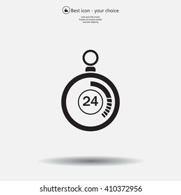 24 hours Timer sign icon. Stopwatch symbol. 