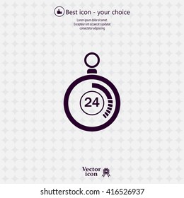 24 hours Timer sign icon. Stopwatch symbol. 