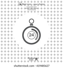 24 hours Timer sign icon. Stopwatch symbol. 