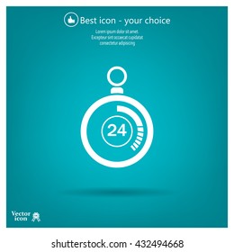 24 hours Timer sign icon. Stopwatch symbol. 