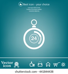 24 hours Timer sign icon. Stopwatch symbol. 