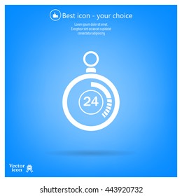24 hours Timer sign icon. Stopwatch symbol. 
