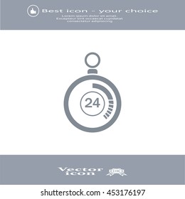 24 hours Timer sign icon. Stopwatch symbol. 