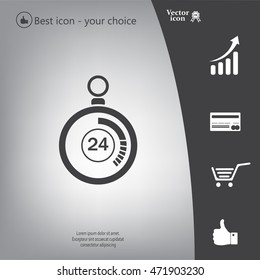 24 hours Timer sign icon. Stopwatch symbol. 