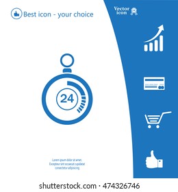 24 hours Timer sign icon. Stopwatch symbol. 