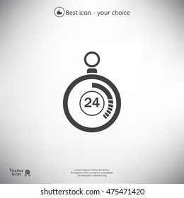 24 hours Timer sign icon. Stopwatch symbol. 