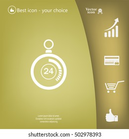 24 hours Timer sign icon. Stopwatch symbol. 