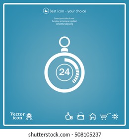 24 hours Timer sign icon. Stopwatch symbol. 