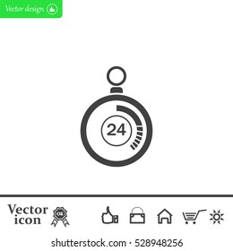 24 hours Timer sign icon. Stopwatch symbol. 