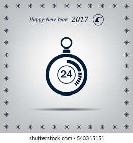 24 hours Timer sign icon. Stopwatch symbol. 