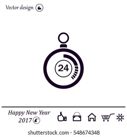 24 hours Timer sign icon. Stopwatch symbol. 
