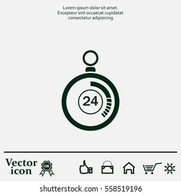 24 hours Timer sign icon. Stopwatch symbol. 