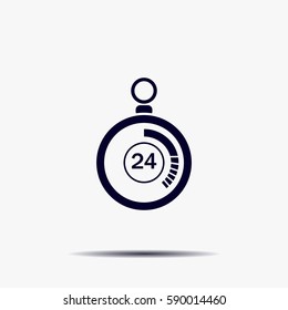 24 hours Timer sign icon. Stopwatch symbol. 